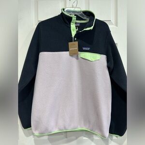 Patagonia Women’s Medium Synchilla Snap-T Fleece Pullover Jacket Purple Navy NWT